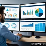 Home 17 증권투자상담사 고객 데이터 관리 방법 - A professional financial consultant in a modern Brazilian office environment, analyzing detailed cli...