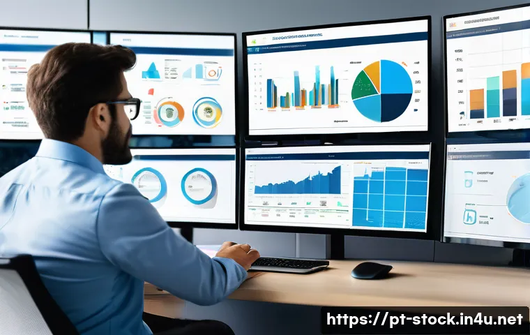 증권투자상담사 고객 데이터 관리 방법 - A professional financial consultant in a modern Brazilian office environment, analyzing detailed cli...
